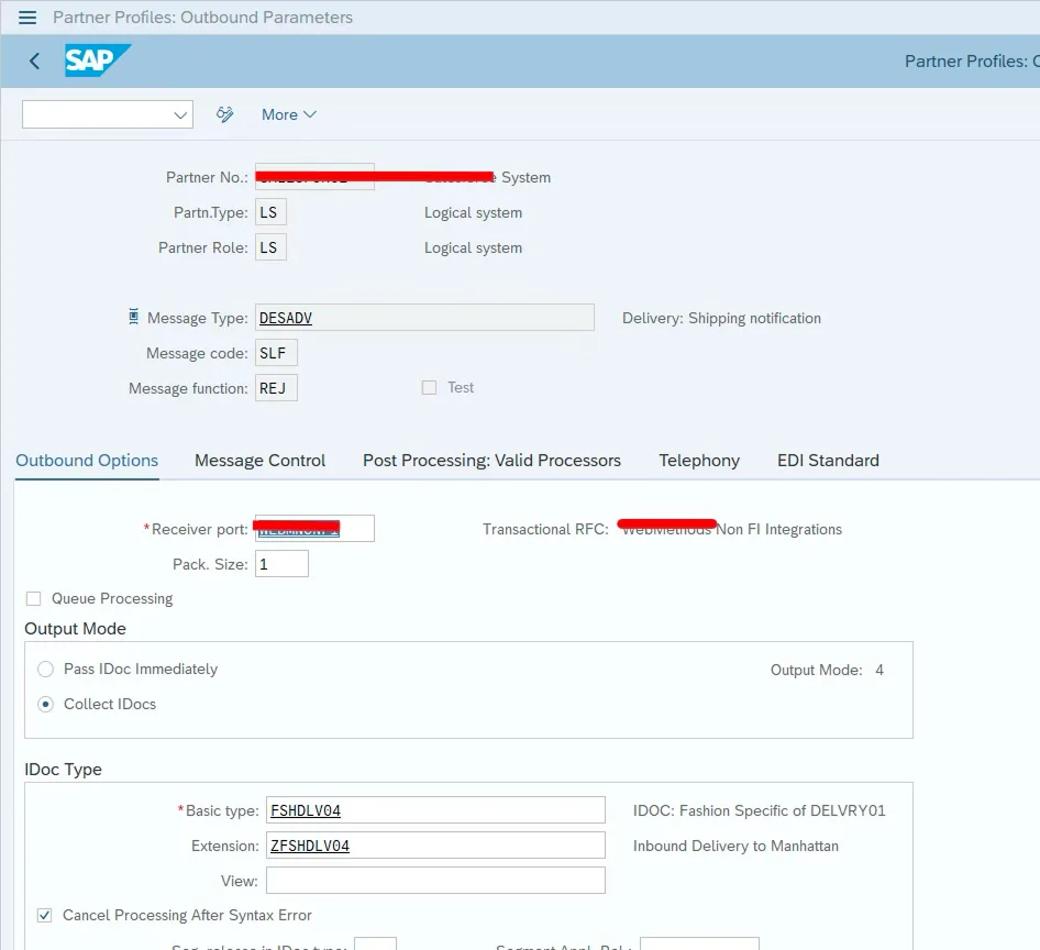 Send delivery IDOC with custom extension fields images