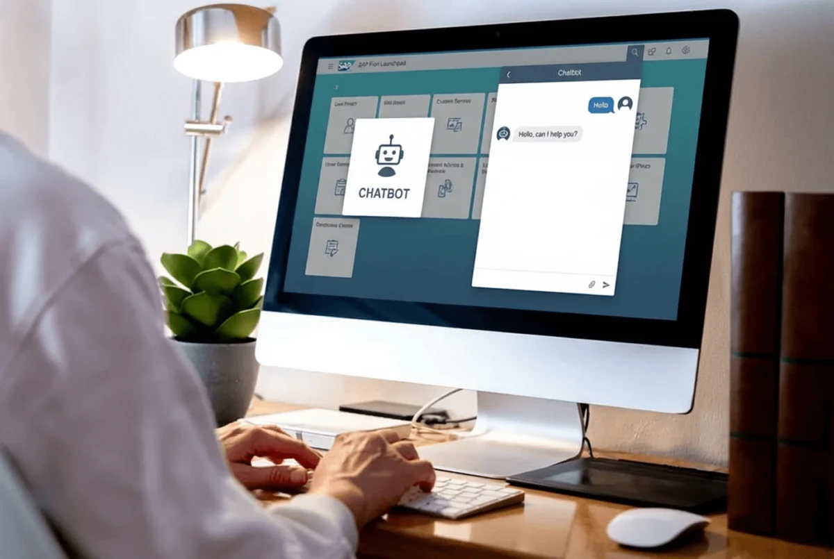 SAP Fiori Launchpad header with custom chatbot button integration
