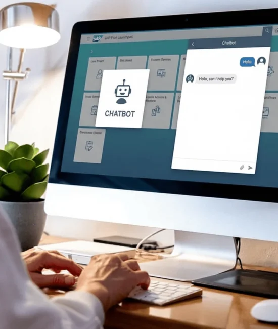 SAP Fiori Launchpad header with custom chatbot button integration